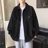 ONGOOSE灯芯绒夹克男装夏秋季复古工装上衣服装青少年潮流日系外套男士 ZLFS-2303黑色 均码 XL【125斤-140斤】 实拍图