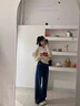 宏资琦休闲裤女2025年秋装新款韩版显瘦毛衣女装套装春秋牛仔阔腿裤子 白色上衣+牛仔裤 M 实拍图