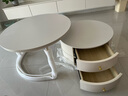 艺难忘奶油风岩板茶几客厅桌家用小户型简约轻奢法式网红圆形茶几桌组合 纯白岩板茶几【60+80】现货速发 送货到家 实拍图