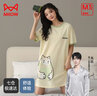 猫人（MiiOW）100%纯棉睡裙睡衣女士家居服圆领舒适透气简约春夏套头短袖可外穿 胖胖小猫 浅柠檬 XL 推荐（120-140斤） 实拍图