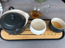 南山先生 黑陶快客杯一壶两杯便携式旅行茶具竹制茶盘日式陶瓷功夫茶具 汉禅一壶二杯＋抚琴盘＋布袋 5件 实拍图