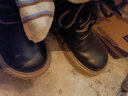 ZHR马丁靴女真牛皮厚底小个子短靴英伦风圆头皮靴女 AH358 黑色 38  实拍图