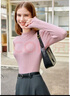 百图betu女装秋季新款毛针织衫经典半高领长袖打底衫女2309T23 粉红 S 实拍图
