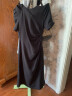 范思蓝恩22FS2038胸前镂空连衣裙女夏新款高级感气质显瘦裙子 气质黑 XS 实拍图