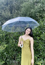 长弯柄半自动透明伞360度全景透明雨伞男女生网红直杆简约防风伞 白色弯柄（1米直径）透明边 16骨 实拍图