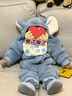 papa爬爬秋冬新款男女宝宝动物造型爬服抱抱绒连体衣婴儿保暖哈衣 浅蓝 90cm 实拍图