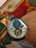 豪法手表【新年礼物】飞行陀飞轮腕表男手工雕花机械表夜光商务腕表潮 精钢蓝面【双时区/星辰功能】 实拍图