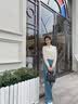 香影法式气质长袖t恤女2026春季夏新款半高领肌理感正肩打底上衣 米色 S 实拍图