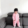 可歆宝贝女童恐龙衣服连体睡衣儿童防着凉法兰绒男童宝宝秋冬卡通男孩哈衣 粉色（恐龙连体） 120 码建议5-6岁（身高115左右） 实拍图