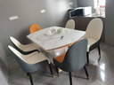 库立带电磁炉餐桌家用岩板火锅一体暖菜多功能转盘圆桌可伸缩折叠饭桌 A款餐桌：带转盘+电磁炉+暖菜 1.35米 +6椅 实拍图
