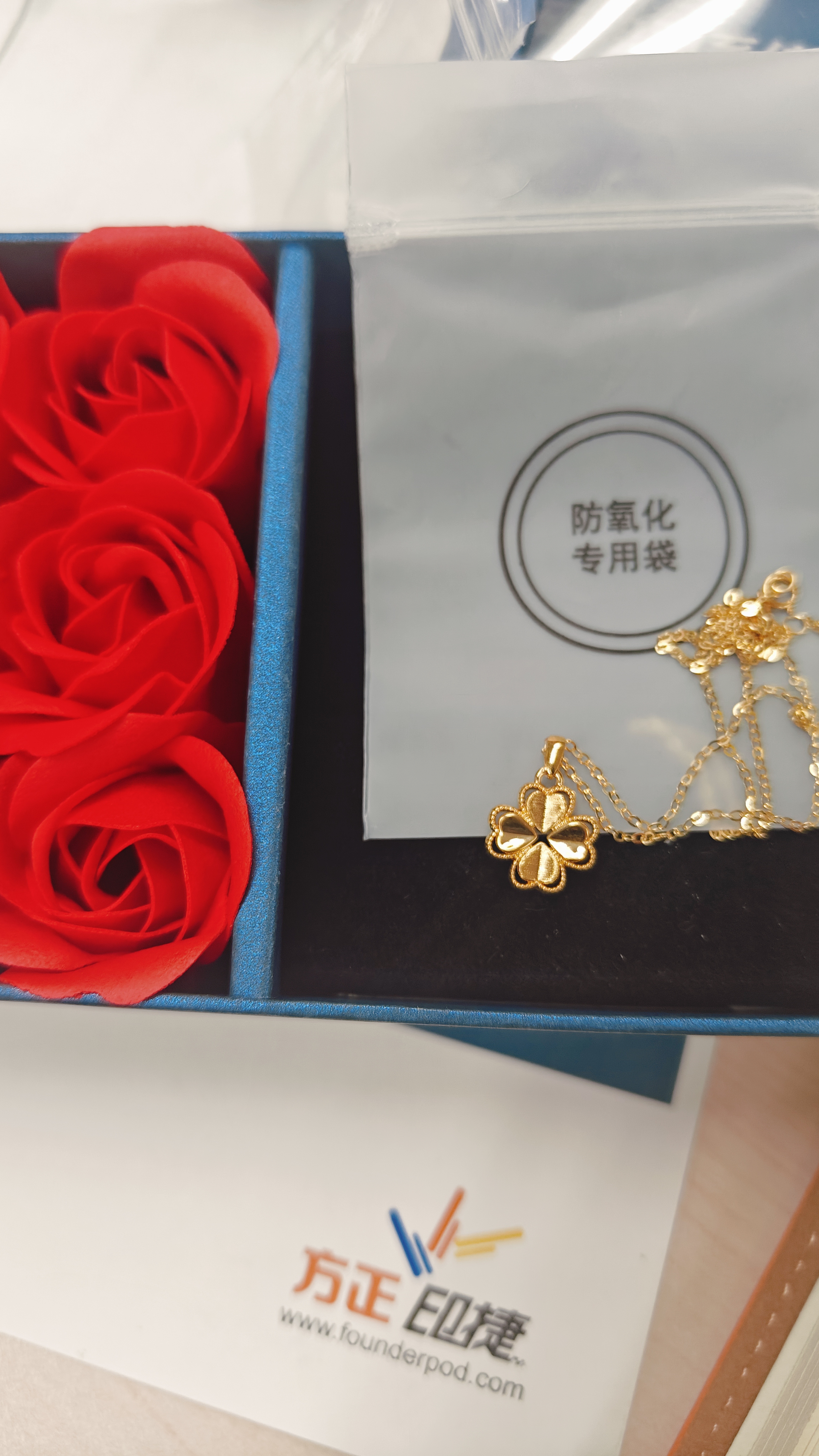 中国黄金（CHINA GOLD）四叶草黄金项链女新款足金吊坠七夕情人节礼物送女友老婆生日结婚 足金四叶草吊坠+18K金链+刻字 实拍图