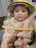 韩贝蓓 婴儿防护面罩儿童渔夫帽防护帽宝宝遮阳帽防飞沫隔离面罩 MZ480 黄色拉链款(48cm;9月-2岁) 实拍图