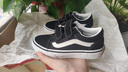 VANS范斯童鞋官方 Old Skool V黑色经典款魔术贴中大童板鞋 黑色 28码 实测内长17.5cm 实拍图