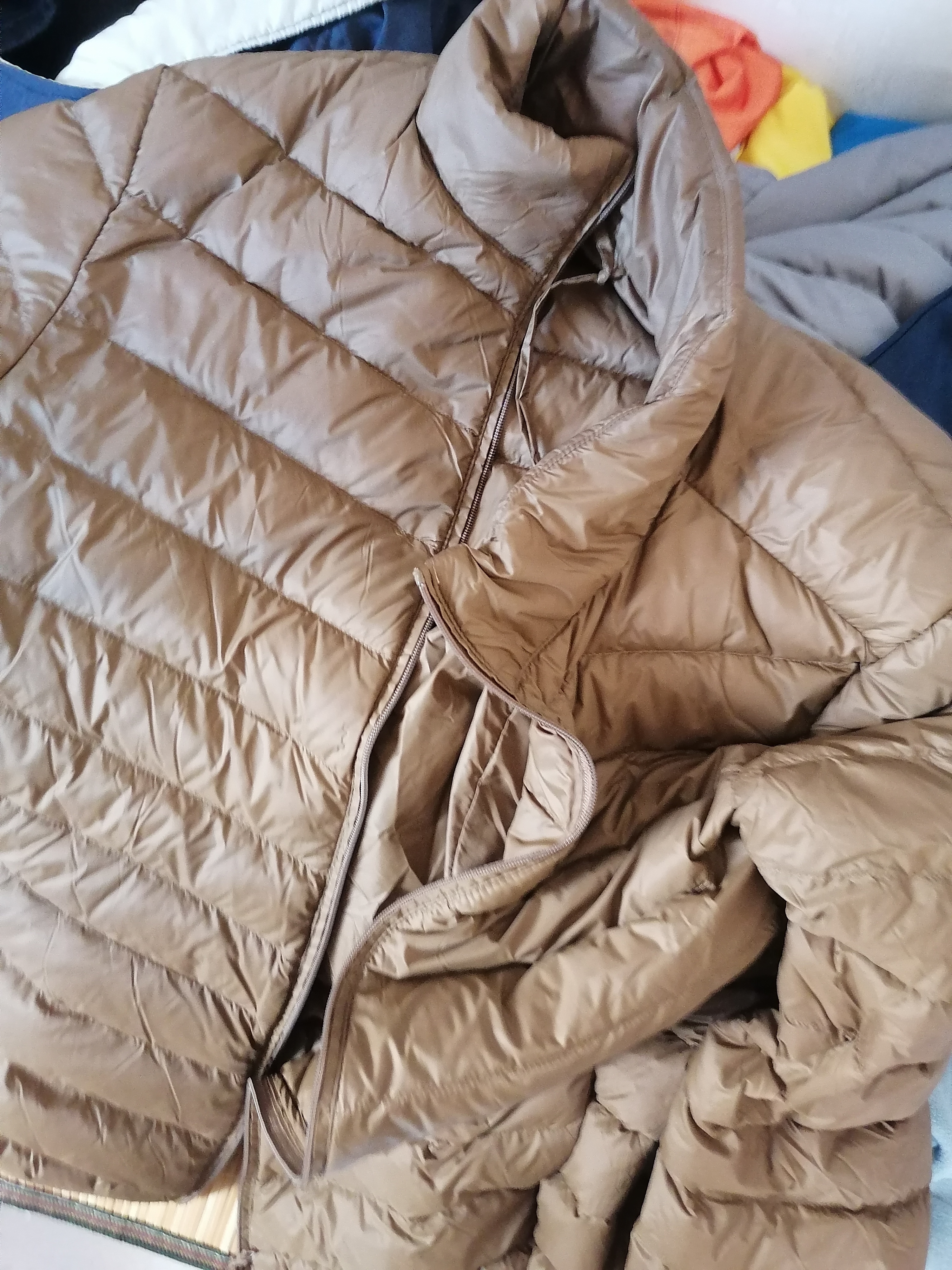 鸭鸭（YAYA）轻薄羽绒服男短款26新款秋冬新款立领保暖防寒轻便排骨反季外套KX 驼色 XL 180 【建议155-170斤】 实拍图