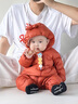 巴拉巴拉童装婴儿连体羽绒服轻薄羽绒服宝宝衣服冬装抱衣爬服男童女童 铁锈红61003 73cm 实拍图