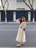 妍莉芬（yanlifen）桔梗法式白色长袖连衣裙子女夏季2025年春装新款女装显瘦气质长裙 白色 S 实拍图