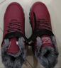 步步快足力健老人鞋女冬季加绒保暖羊毛棉鞋中老年人防滑休闲防滑女鞋 女款枣红 6658 39 (245mm) 实拍图