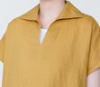 MUJI MUJI 女式 麻 水洗 开领半袖连衣裙 女装汉麻裙子夏季 BC2JLA4S 烟熏黄色 XL 165/92A 实拍图