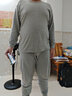 恒源祥加大码秋衣秋裤男士圆领保暖内衣套装纯棉青年特大号加肥棉胖子 加大码纯棉套装【圆领-浅麻灰】 5XL （195/120） 实拍图