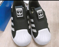 阿迪达斯（adidas）童鞋三叶草秋冬男女小童一脚蹬贝壳头鞋 IH3049黑/白/橘绿 实拍图