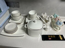 科美沃（CMWO）景德镇高档餐具套装北欧式骨瓷碗碟套装家用金边碗盘乔迁结婚送礼 金秋60头方形（可微波炉洗碗机） 实拍图