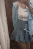 IQTM胖女孩穿显瘦的衣服胖mm梨形身材穿搭套装春夏季温柔系女整套2024 白色吊带+蓝色衬衫+蓝色半身裙 M 建议80-100斤 实拍图