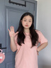 澳贝妮纯棉短袖男女同款夏季全棉纯色t恤半袖打底衫100%新疆棉上衣体恤 皮粉色 XXL  135-155斤 实拍图