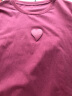 德玛纳圆领棉氨舒适短袖t恤女爱心贴标装饰简约女式t恤 胭脂红 L  晒单实拍图