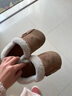 牧童儿童棉拖鞋男冬加绒保暖家居鞋室内软底亲子包跟棉鞋女 栗子棕210 实拍图