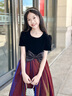 衣诺坊女童礼服长裙儿童花童女孩公主裙演出服 火焰红长裙130cm 实拍图