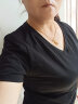 谷卓诗V领纯色修身短袖T恤女鸡心领气质女士紧身半袖体恤衫打底夏装新款 黑色 3XL（130-140斤） 晒单实拍图
