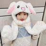 艺乐坊一捏耳朵会动的帽子兔子玩具毛绒兔头兔耳朵帽子儿童 白兔【加厚围巾一体帽】 均码【3-10岁】 实拍图