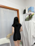 SWANS泳衣女专业连体平角训练游泳衣泡温泉遮肚抗氯速干防晒时尚游泳套 黑灰色 XL 实拍图
