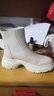 接吻猫KISSCAT江疏影同款追风靴冬新款加绒厚底烟筒靴增高切尔西短靴 米白色 牛皮革 37 实拍图