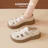 奥古狮登（Agsdon）凉鞋女夏季厚底百搭包头凉鞋镂空编织罗马凉鞋 523064 米杏色 37 实拍图