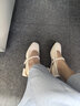 百丽（Belle）质感温柔包头凉鞋女商场同编织条带凉鞋A8H1DBH4 米白 35 (225mm) 实拍图
