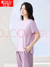 红豆（hongdou）睡衣女夏纯棉短袖中裤套装圆领舒适外穿情侣家居服 香芋紫165 实拍图