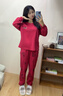 花璃璐秋冬季100%纯棉睡衣女长袖红色甜美宽松春秋款家居服女套装可外穿 HLL-5893【100%纯棉】 M【适合80-100斤】 实拍图