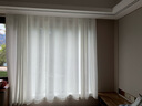家菲（jiafei） 【伸缩杆+纱帘】透光不透人纱帘窗帘免打孔易安装伸缩杆卧室飘窗 加厚麻纱--白色-带杆 (墙宽3.1-3.6米)(高2.5米2片） 实拍图