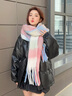 万物生彩虹糖粉色围巾女冬季彩虹格子韩系氛围感秋冬亲肤披肩两用 实拍图