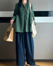 无印良品（MUJI）女式 木棉混双层纱织长袖罩衫女士衬衫衬衣外套  BC2IZC4S 烟熏绿色 M(160/84A) 实拍图