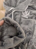 雅鹿夹克睡觉穿的衣服男秋冬季法兰绒保暖加厚加绒家居珊瑚绒套装 银灰色上衣+裤子睡衣套装 3XL 体重160-180斤 实拍图