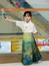 罗蒙女童马面裙汉服新中式儿童古风中秋国风演出服 青绿色套装 120 实拍图