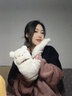 云见森知 手套女冬天可爱毛绒手套韩版潮冬季加绒加厚保暖手套学生半指眯眼熊手套 眯眼熊手套-白色 实拍图