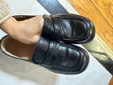 天美意芝士分子乐福鞋厚底女鞋复古一脚蹬小皮鞋新款 黑色 40 实拍图