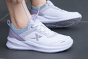 特步女鞋夏季新款皮面防水运动鞋女轻便增高休闲鞋软底透气跑步鞋 白紫兰 40 实拍图