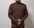 真维斯（JEANSWEST）长袖t恤男装秋冬季款保暖内搭打底衫双面加绒纯色男士长袖上衣服 咖啡 纯色 XL 实拍图