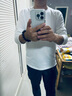 战浩【2件】纯棉长袖T恤男春秋圆领纯色中青年宽松大码打底衫重磅秋衣 白色+雾蓝色 XL 建议【135-150斤】 实拍图