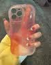 巴蒂尼 粉色水墨晕染iPhone手机壳苹果手机保护套全包摄像头硅胶软壳情侣男女防摔卡通可爱个性 【透粉】波浪边气囊防摔 iPhone 15 Pro Max 实拍图