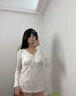 Mom Jane哺乳上衣秋衣莫代尔睡衣孕妇保暖内衣秋冬产后喂奶月子服免穿文胸 白印小熊（柔滑莫代尔）可拆罩杯 M(建议体重85-115斤) 实拍图